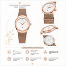Naviforce Reloj Analógico Rose Gold con Esfera Blanca, Correa de Malla de Acero Inoxidable, Diámetro de 32 mm y Resistencia al Agua 3 ATM.