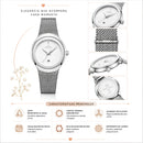 Naviforce Reloj Analógico Plateado con Esfera Blanca, Correa de Malla de Acero Inoxidable, Diámetro de 32 mm y Resistencia al Agua 3 ATM.