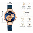 Naviforce Reloj Analógico Azul con Esfera Azul, Correa de Malla de Acero Inoxidable, Diámetro de 32 mm y Resistencia al Agua 3 ATM.