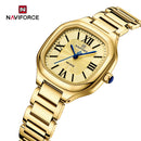 Naviforce Reloj Analógico Dorado con Correa de Acero Inoxidable, Diámetro de 31 mm, Cristal Mineral Endurecido y Resistencia al Agua 3 ATM.