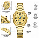 Naviforce Reloj Analógico Dorado con Correa de Acero Inoxidable, Diámetro de 31 mm, Cristal Mineral Endurecido y Resistencia al Agua 3 ATM.