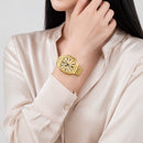 Naviforce Reloj Analógico Dorado con Correa de Acero Inoxidable, Diámetro de 31 mm, Cristal Mineral Endurecido y Resistencia al Agua 3 ATM.