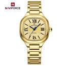Naviforce Reloj Analógico Dorado con Correa de Acero Inoxidable, Diámetro de 31 mm, Cristal Mineral Endurecido y Resistencia al Agua 3 ATM.