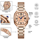 Naviforce Reloj Analógico Rose Gold con Correa de Acero Inoxidable, Diámetro de 31 mm, Cristal Mineral Endurecido y Resistencia al Agua 3 ATM.