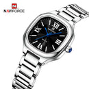 Naviforce Reloj Analógico Plateado con Correa de Acero Inoxidable, Diámetro de 31 mm, Cristal Mineral Endurecido y Resistencia al Agua 3 ATM.