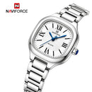 Naviforce Reloj Analógico Plateado con Correa de Acero Inoxidable, Diámetro de 31 mm, Cristal Mineral Endurecido y Resistencia al Agua 3 ATM.