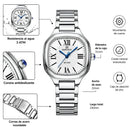Naviforce Reloj Analógico Plateado con Correa de Acero Inoxidable, Diámetro de 31 mm, Cristal Mineral Endurecido y Resistencia al Agua 3 ATM.