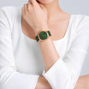 Naviforce Reloj Analógico Verde con Detalles Rose Gold y Correa de Silicona, Diámetro de 36 mm, Cristal Mineral Endurecido y Resistencia al Agua 3 ATM.