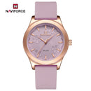 Naviforce Reloj Analógico Rosado con Detalles Rose Gold y Correa de Silicona, Diámetro de 36 mm, Cristal Mineral Endurecido y Resistencia al Agua 3 ATM.