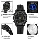 Naviforce Reloj Digital Negro con Detalles Blancos y Correa de Silicona, Diámetro de 36 mm, Cristal Mineral Endurecido y Resistencia al Agua 3 ATM.