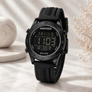 Naviforce Reloj Digital Negro con Detalles Blancos y Correa de Silicona, Diámetro de 36 mm, Cristal Mineral Endurecido y Resistencia al Agua 3 ATM.