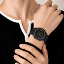 Naviforce Reloj Digital Negro con Detalles Blancos y Correa de Silicona, Diámetro de 36 mm, Cristal Mineral Endurecido y Resistencia al Agua 3 ATM.