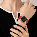 Naviforce Reloj Digital Rojo con Detalles Rose Gold y Correa de Silicona, Diámetro de 36 mm, Cristal Mineral Endurecido y Resistencia al Agua 3 ATM.