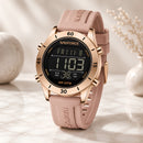 Naviforce Reloj Digital Rose Gold con Correa de Silicona, Diámetro de 36 mm, Cristal Mineral Endurecido y Resistencia al Agua 3 ATM.