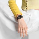 Naviforce Reloj Analógico Negro con Detalles Rose Gold y Correa de Silicona, Diámetro de 36 mm, Cristal Mineral Endurecido y Resistencia al Agua 3 ATM.