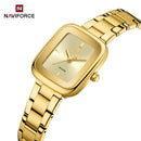 Naviforce Reloj Analógico Dorado con Correa de Acero Inoxidable, Diámetro de 26 mm, Cristal Mineral Endurecido y Resistencia al Agua 3 ATM.