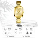 Naviforce Reloj Analógico Dorado con Esfera Blanca y Correa de Acero Inoxidable, Diámetro de 26 mm, Cristal Mineral Endurecido y Resistencia al Agua 3 ATM.
