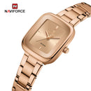 "Naviforce Reloj Analógico Rose Gold con Correa de Acero Inoxidable, Diámetro de 26 mm, Cristal Mineral Endurecido y Resistencia al Agua 3 ATM. "