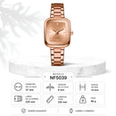"Naviforce Reloj Analógico Rose Gold con Correa de Acero Inoxidable, Diámetro de 26 mm, Cristal Mineral Endurecido y Resistencia al Agua 3 ATM. "