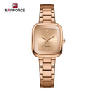 "Naviforce Reloj Analógico Rose Gold con Correa de Acero Inoxidable, Diámetro de 26 mm, Cristal Mineral Endurecido y Resistencia al Agua 3 ATM. "
