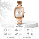 "Naviforce Reloj Analógico Rose Gold con Esfera Blanca y Correa de Acero Inoxidable, Diámetro de 26 mm, Cristal Mineral Endurecido y Resistencia al Agua 3 ATM."
