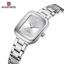 Naviforce Reloj Analógico Plateado con Acero Inoxidable, Diámetro de 26 mm, Cristal Mineral Endurecido y Resistencia al Agua 3 ATM.