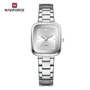 Naviforce Reloj Analógico Plateado con Acero Inoxidable, Diámetro de 26 mm, Cristal Mineral Endurecido y Resistencia al Agua 3 ATM.