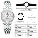 Naviforce Reloj Analógico Plateado con Esfera Blanca y Correa de Acero Inoxidable, Diámetro de 35 mm, Cristal Mineral Endurecido, Calendario y Resistencia al Agua 3 ATM.