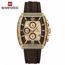 Naviforce Reloj Cronógrafo Marrón con Correa de Silicona, Diámetro de 45 mm, Cristal Acrílico HD y Resistencia al Agua 5 ATM.