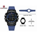Naviforce Reloj Digital Azul con Negro, Correa de Silicona, Diámetro de 48 mm, Cristal Acrílico HD y Resistencia al Agua 5 ATM.