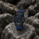 Naviforce Reloj Digital Azul con Negro, Correa de Silicona, Diámetro de 48 mm, Cristal Acrílico HD y Resistencia al Agua 5 ATM.