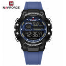 Naviforce Reloj Digital Azul con Negro, Correa de Silicona, Diámetro de 48 mm, Cristal Acrílico HD y Resistencia al Agua 5 ATM.