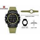 Naviforce Reloj Digital Verde con Negro, Correa de Silicona, Diámetro de 48 mm, Cristal Acrílico HD y Resistencia al Agua 5 ATM.