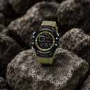 Naviforce Reloj Digital Verde con Negro, Correa de Silicona, Diámetro de 48 mm, Cristal Acrílico HD y Resistencia al Agua 5 ATM.