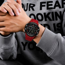 Naviforce Reloj Digital Rojo con Negro, Correa de Silicona, Diámetro de 48 mm, Cristal Acrílico HD y Resistencia al Agua 5 ATM.