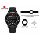 Naviforce Reloj Digital Negro con Blanco, Correa de Silicona, Diámetro de 48 mm, Cristal Acrílico HD y Resistencia al Agua 5 ATM.
