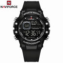 Naviforce Reloj Digital Negro con Blanco, Correa de Silicona, Diámetro de 48 mm, Cristal Acrílico HD y Resistencia al Agua 5 ATM.