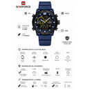 Naviforce Reloj Analógico y Digital Azul con Correa de Silicona, Diámetro de 45 mm, Cristal Acrílico HD y Resistencia al Agua 5 ATM.