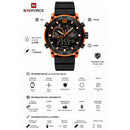 Naviforce Reloj Analógico y Digital en Negro y Naranja con Correa de Silicona, Diámetro de 45 mm, Cristal Acrílico HD y Resistencia al Agua 5 ATM.