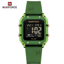 Naviforce Reloj Digital Verde con Correa de Silicona, Diámetro de 34 mm, Cristal Acrílico HD y Resistencia al Agua 5 ATM.