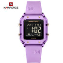 Naviforce Reloj Digital Morado con Correa de Silicona, Diámetro de 34 mm, Cristal Acrílico HD y Resistencia al Agua 5 ATM.