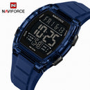Naviforce Reloj Digital Azul con Correa de Silicona, Diámetro de 46 mm, Cristal Acrílico HD y Resistencia al Agua 5 ATM.