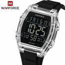 Naviforce Reloj Digital Negro con Acero, Correa de Silicona, Diámetro de 46 mm, Cristal Acrílico HD y Resistencia al Agua 5 ATM.