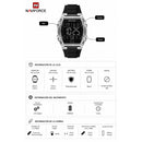Naviforce Reloj Digital Negro con Acero, Correa de Silicona, Diámetro de 46 mm, Cristal Acrílico HD y Resistencia al Agua 5 ATM.