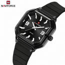 Naviforce Reloj Analógico Negro con Correa de Silicona, Diámetro de 38 mm, Cristal Acrílico HD y Resistencia al Agua 5 ATM.
