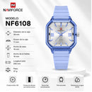Naviforce Reloj Analógico Lila con Correa de Silicona, Diámetro de 38 mm, Cristal Acrílico HD y Resistencia al Agua 5 ATM.