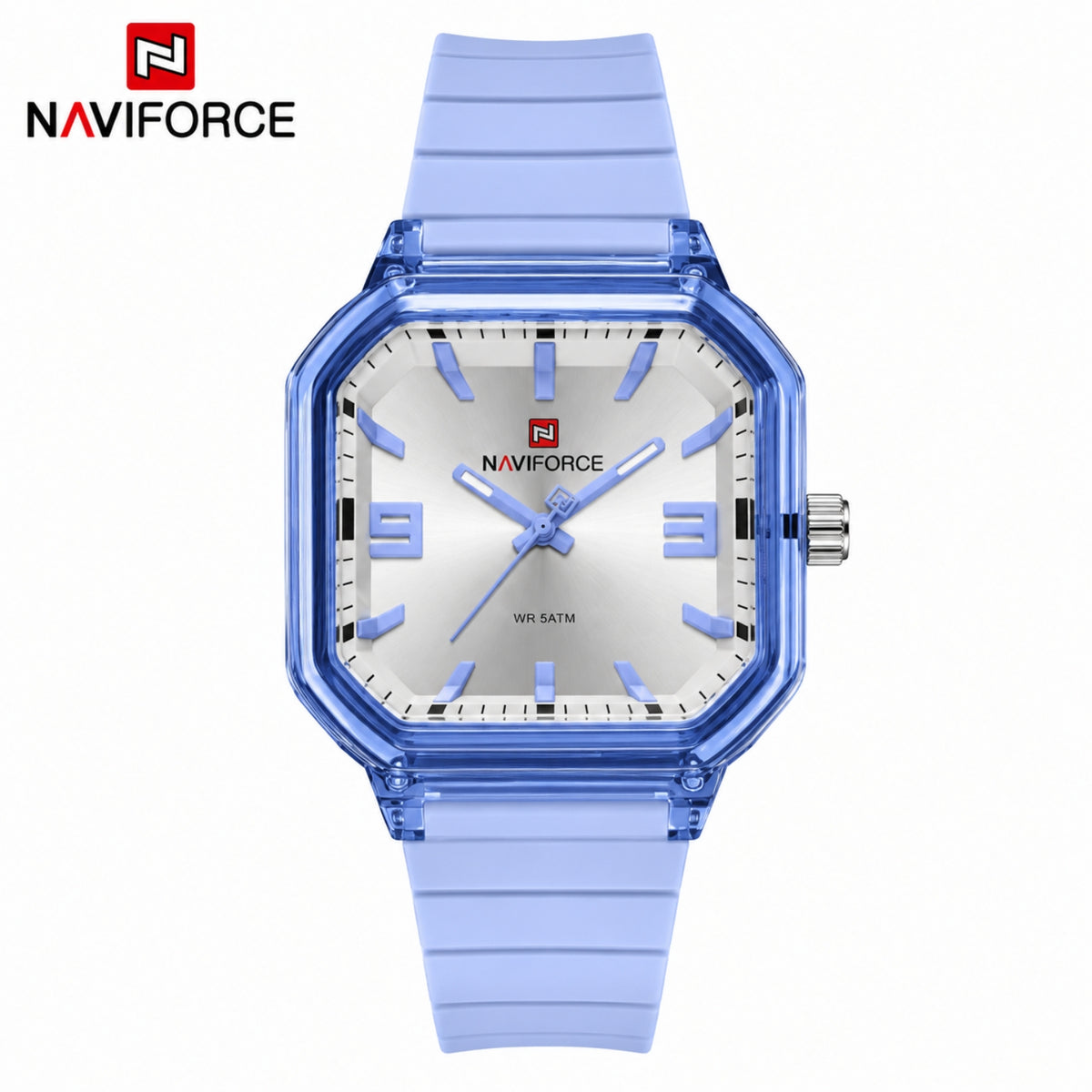Naviforce Reloj Analógico Lila con Correa de Silicona, Diámetro de 38 mm, Cristal Acrílico HD y Resistencia al Agua 5 ATM.