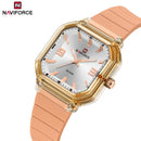 Naviforce Reloj Analógico Rose Gold con Correa de Silicona, Diámetro de 38 mm, Cristal Acrílico HD y Resistencia al Agua 5 ATM.
