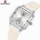 Naviforce Reloj Analógico Beige con Correa de Silicona, Diámetro de 38 mm, Cristal Acrílico HD y Resistencia al Agua 5 ATM.