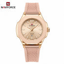 Naviforce Reloj Analógico Dorado con Correa de Acero Inoxidable, Diámetro de 35 mm, Cristal Acrílico HD y Resistencia al Agua 5 ATM.